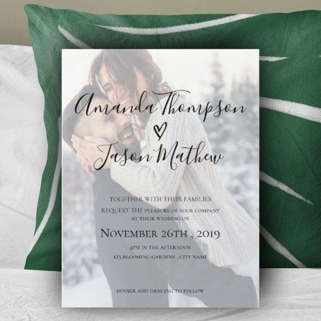 Faux Vellum Effect Photo  Wedding Invitation (Creator Uploaded)