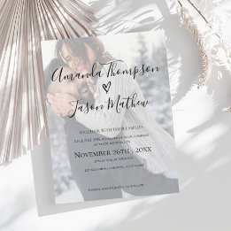 Faux Vellum Effect Photo  Wedding Invitation Postcard