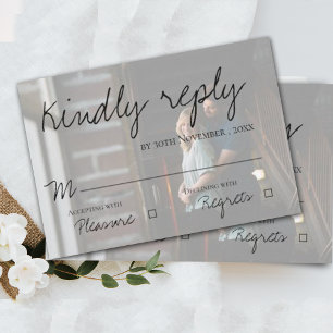 Faux Vellum Effect Photo Wedding RSVP Card