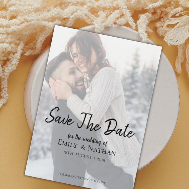 Faux Vellum Effect Photo Wedding Save the Date (Creator Uploaded)