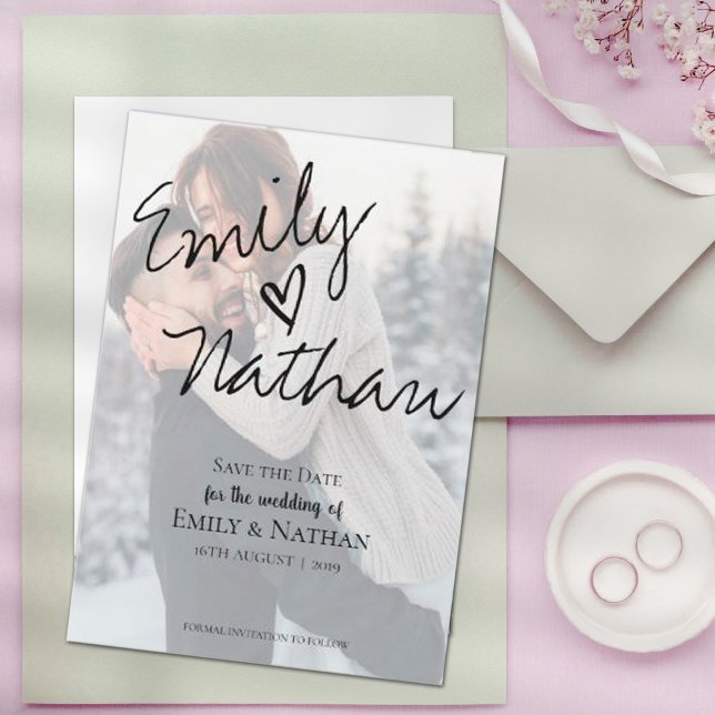 Faux Vellum Effect Photo Wedding Save the Date (Faux Vellum Effect Photo Wedding Save the Date)