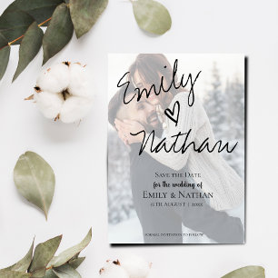 Faux Vellum Effect Photo Wedding Save the Date Magnetic Invitation