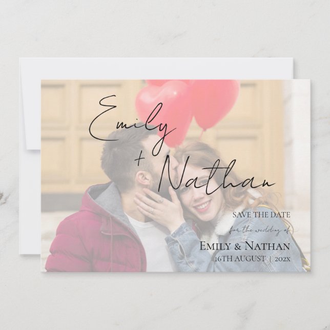 Faux Vellum Effect TWO Photo Wedding Save the Date (Front)