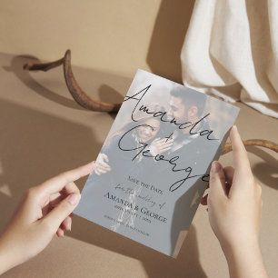 Faux Vellum Effect Two Photo Wedding Save the Date