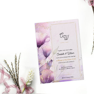 Faux Vellum Luxury Monogram Floral Wedding Invitation