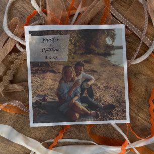 Faux Vellum Photo Overlay Custom Wedding Napkin