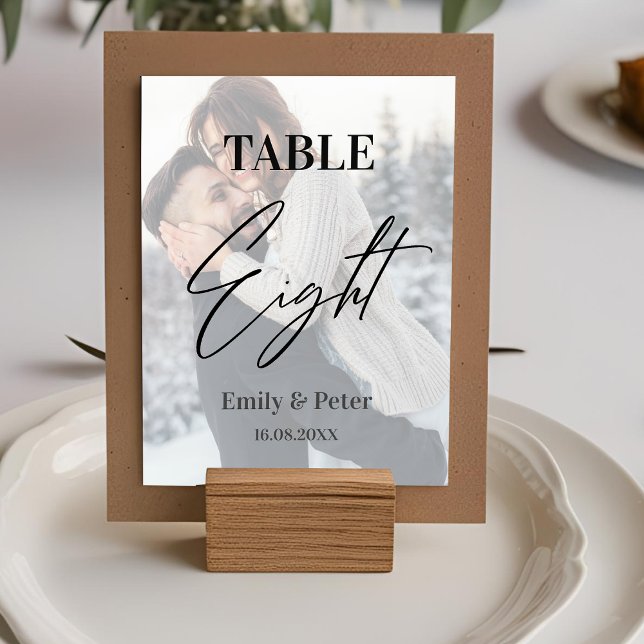 Faux Vellum Photo Wedding Eight Table Number (Faux Vellum Photo Wedding Eight Table Number)