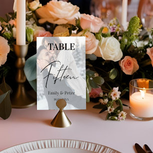 Faux Vellum Photo Wedding Fifteen Table Number