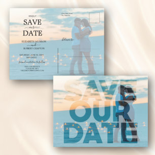 Faux Vellum Photo Wedding Save our Date Announcement Postcard