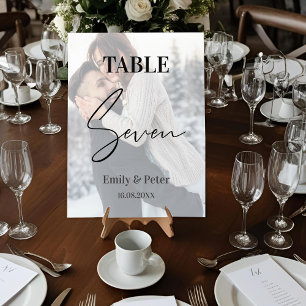 Faux Vellum Photo Wedding Seven Table Number