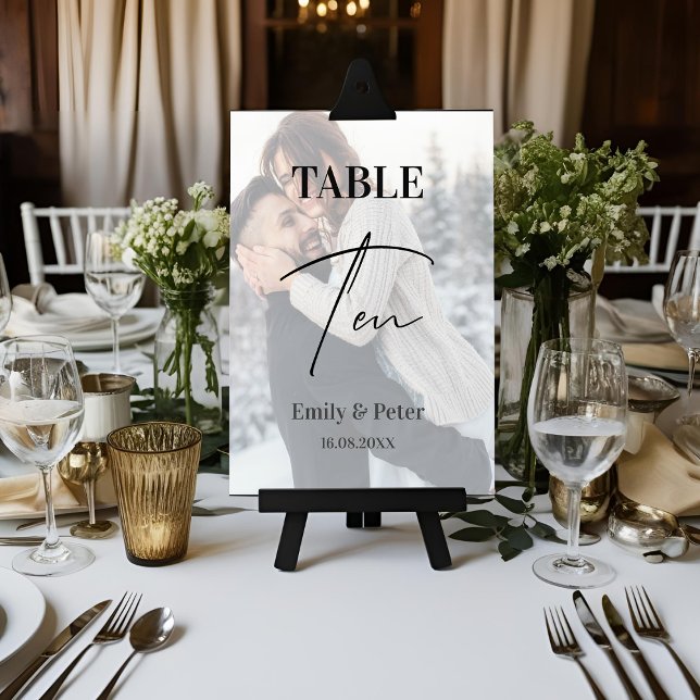 Faux Vellum Photo Wedding Ten Table Number (Faux Vellum Photo Wedding Ten Table Number)
