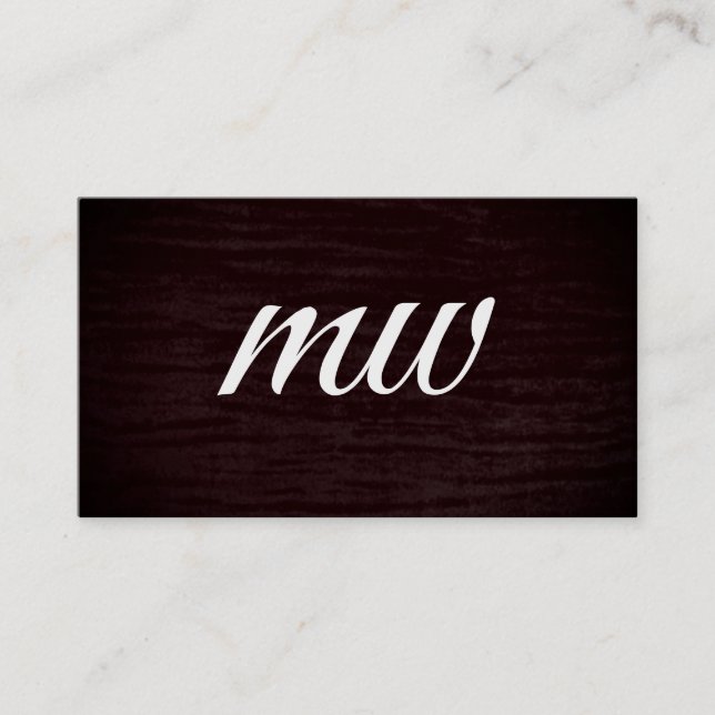 Faux Velvet Print with Monogram Business Card (Front)