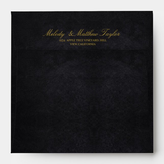 Faux Velvet Texture Print Wedding Envelope (Back (Top Flap))