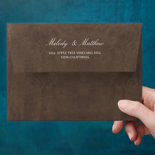 Faux Velvet Texture Print Wedding Envelope (Hand)