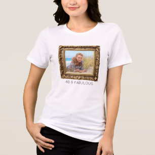 Faux Vintage Gold Frame 40 & Fabulous Photo Tri-Blend Shirt