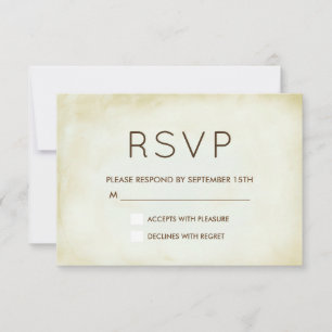 Faux Vintage Parchment Simple and Elegant RSVP Card