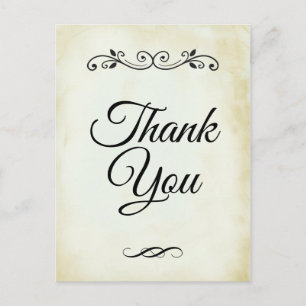 Faux Vintage parchment Simple & Elegant Thank You Postcard