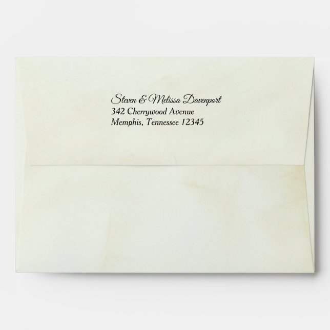 Faux Vintage Parchment Simple & Elegant Wedding Envelope (Back (Top Flap))