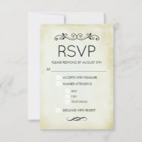 Faux Vintage Parchment Simple Elegant Wedding RSVP