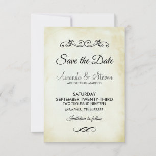 Faux Vintage parchment Simple & Elegant Wedding Save The Date