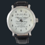Faux Vintage Parchment Simple & Elegant Wedding Watch<br><div class="desc">A wedding commemorative watch with a simple yet elegant design. Set on a cream coloured vintage-looking parchment paper image. Soft brown aged edges give it a chic old-fashioned vibe. Fancy vintage-looking decorative dividers with your personalised text in between.</div>