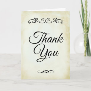 Faux Vintage Parchment Simple Wedding Thank You Card