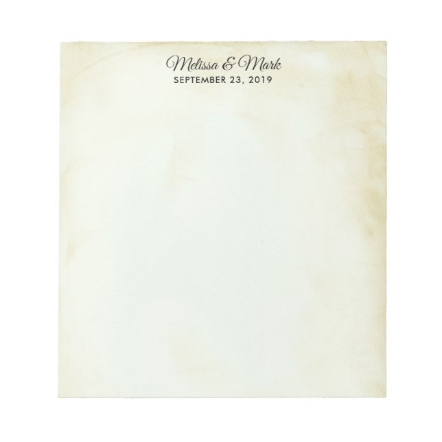 Faux Vintage Parchment Western Style Wedding Notepad (Front)
