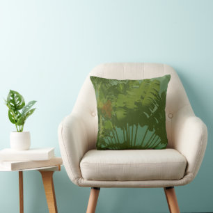 Faux Vintage Tropical Fabric Cushion