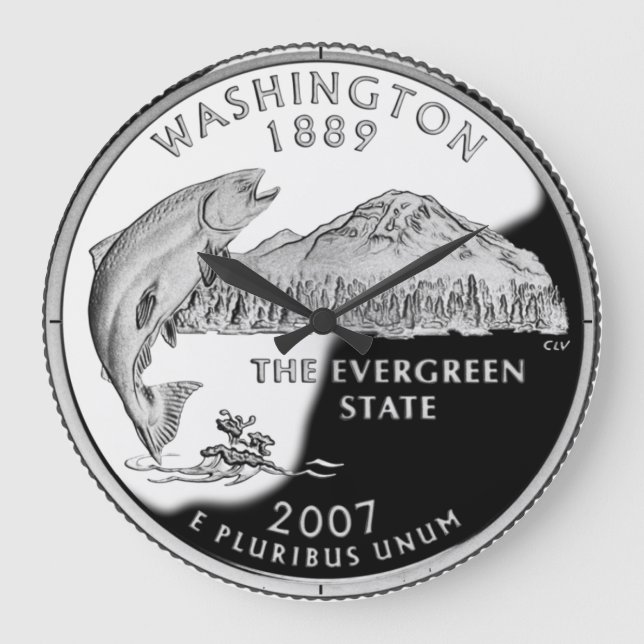 Faux Washington State Quarter Large Clock (Front)