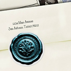 Faux Wax Envelope Seal Style 4 Blue 10 Sticker
