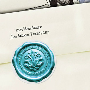 Faux Wax Envelope Seal Style 4 Blue 9 Sticker