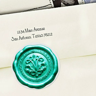 Faux Wax Envelope Seal Style 4 Green 10 Sticker