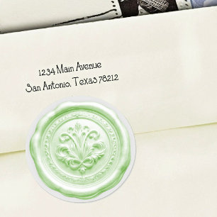 Faux Wax Envelope Seal Style 4 Green 13 Sticker