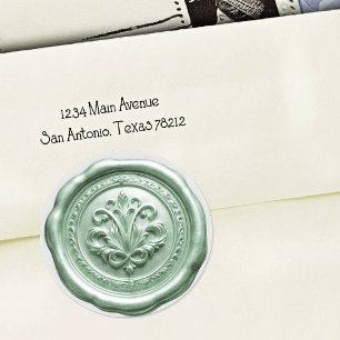 Faux Wax Envelope Seal Style 4 Green 4 Sticker