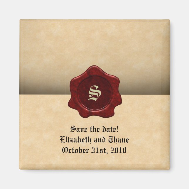 Faux Wax Seal and Parchment Vintage Goth Magnet (Front)