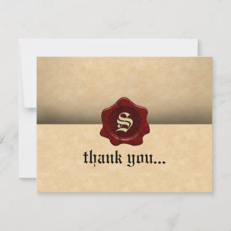 Faux Wax Seal and Parchment Vintage Goth Thank You Card