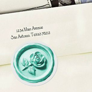 Faux Wax Seal Aqua Rose 2 Deep Impression
