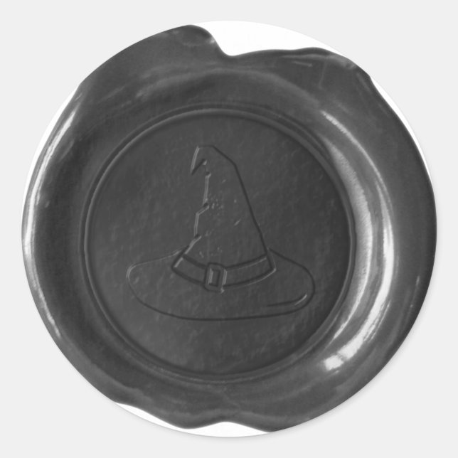 Faux Wax Seal - Black - WITCH HAT (Front)