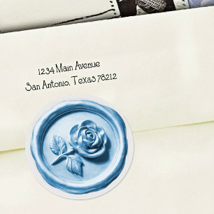 Faux Wax Seal Blue Rose 2 Deep Impression