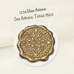 Faux Wax Seal, Bronze Classic Round Sticker