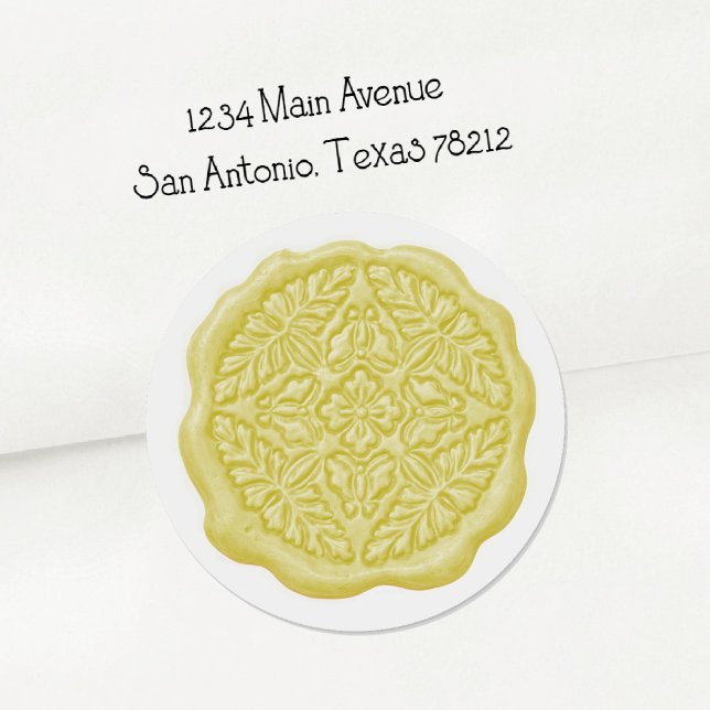 Faux Wax Seal, Butter Yellow Classic Round Sticker (Creator Uploaded)