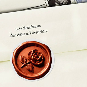 Faux Wax Seal Copper Rose 2 Deep Impression