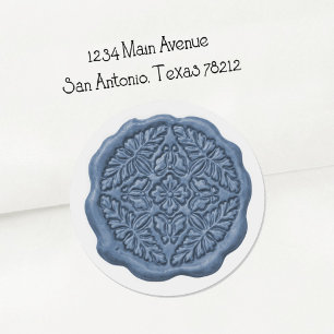 Faux Wax Seal, Cornflower Blue Classic Round Sticker