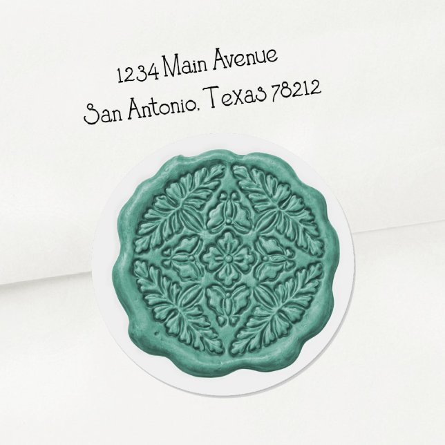 Faux Wax Seal, Dark Aqua Classic Round Sticker (Creator Uploaded)