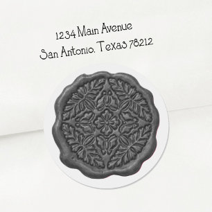 Faux Wax Seal, Dark Grey Classic Round Sticker