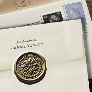 Faux Wax Seal Deep Impression Gold Flower