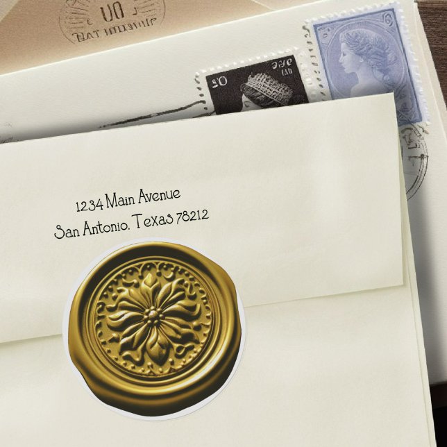 Faux Wax Seal Deep Impression Gold Flower (Creator Uploaded)