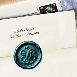Faux Wax Seal Deep Impression Teal Blue 2
