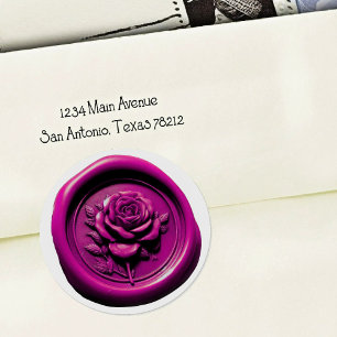 Faux Wax Seal Fuchsia Purple Rose Deep Impression
