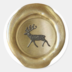 Faux Wax Seal - Gold - REINDEER W/ BLACK OVERLAY